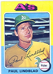 1975 Topps Baseball Cards      278     Paul Lindblad
